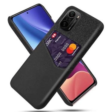 Imagem de Capa para Xiaomi Redmi K40,Tela e tampa de couro PU,Antideslizante,360°cobertura completa à prova de choque com 1 slot de cartão atrás,Prevenção de queda-Black
