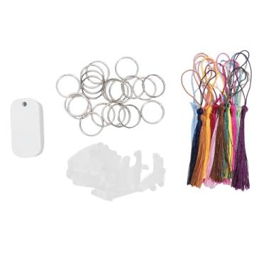 Imagem de Pssopp 20 Defina a Cadeia de Chave de Sublimação, o Chaveiro de Transferência de Calor Tags de Cachorro Em Branco Estampando Com Grampo de Retenção de Plástico para Chaveiro