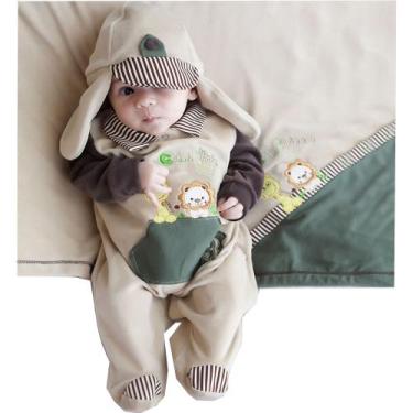 Imagem de Saída de Maternidade Menino Amiguinhos Safari Bege 03 Peças - Amora Ba