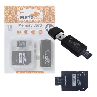 Imagem de Cartão De Memória 4gb Pen Drive 3 Em 1 Classe 10 El-mc-4 - Eletro Mex
