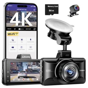 Imagem de Câmera veicular 4K frontal e traseira, lente dupla para carros, aplicativo WiFi integrado, DVR para carro, com visão noturna ADAS G-sensor de gravação em loop, monitor de estacionamento, gravador de