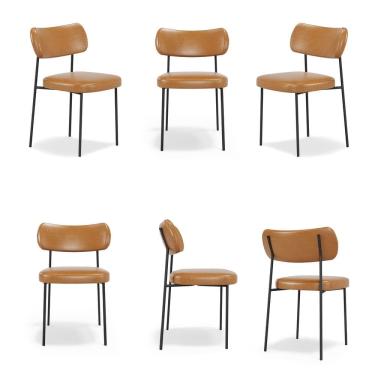 Imagem de Conjuto 6 Cadeiras Stela Escritório Couro Sintetíco Whisky - Vallisa Decor