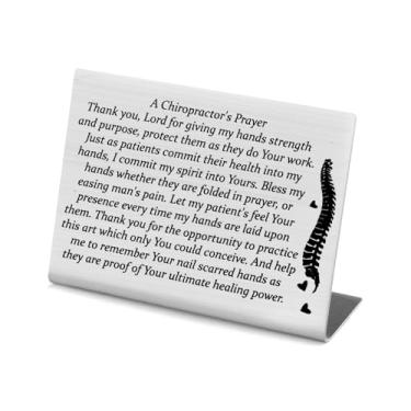 Imagem de LQRI Quiropraxia Oração Aço Inoxidável Decoração de Mesa Presentes de Quiropraxia Presentes Médicos Ortopédicos Ornamento de Escritório (PRATA)