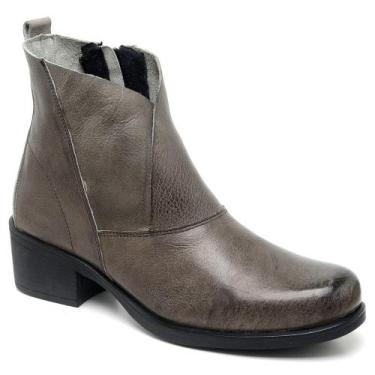Imagem de Bota Roses Malu Em Couro Graxo Nuvem Com Sola De Borracha Preto - Simp