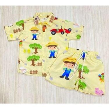 Imagem de Conjunto Menino Mauricinho Temático Fazendinha Amarelo - EDYNHOKIDS, P