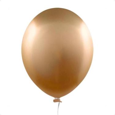 Imagem de Balão Bexiga Metalizado Latex 25 Unidades Dourado - 5 Polegadas - Happ