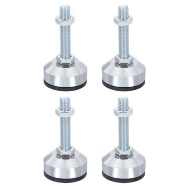 Imagem de PATIKIL Pés niveladores de móveis, 5 cm de diâmetro, base M12, rosca, 4 peças, aço carbono, ajustável, rosqueado, nivelador de perna com almofadas para armário de cadeira de mesa, preto