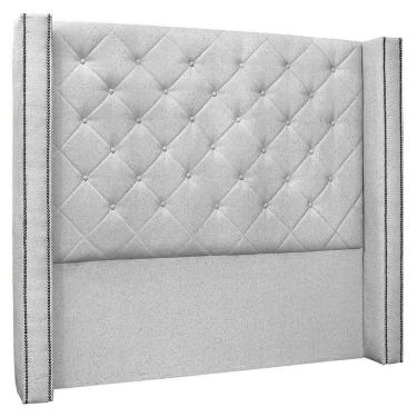 Imagem de Cabeceira Casal King Cama Box 195cm Louise S06 Linho Grigio - Mpozenato