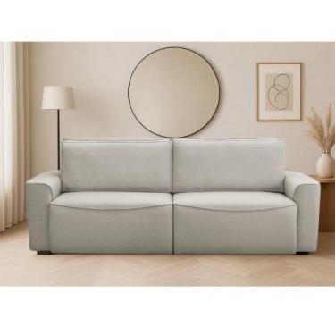 Imagem de Sofá 3 Lugares Retrátil e Reclinável Linho Nobile Ferguile, Safira Cru