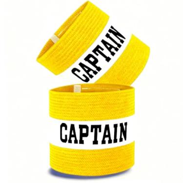 Imagem de Braçadeira clássica do capitão, braçadeiras ajustáveis para líderes (unissex) – Ideal para competições de futebol, basquete, vôlei e times escolares (amarelo)