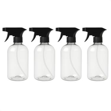 Imagem de Kit 4 Frascos Borrifador Spray Preto Pulverizador com Válvula Multiuso Transparente 500ml