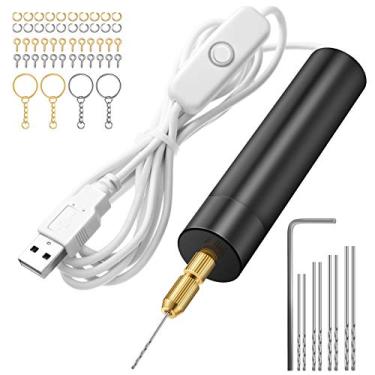 Imagem de Conjunto de ferramentas de broca elétrica para moldes de fundição de resina, kit de torno de pino elétrico com 8 peças de brocas (0,8 a 1,2 mm) para resina de plástico, madeira, polímero, joias, chaveiro, pingente, suprimentos