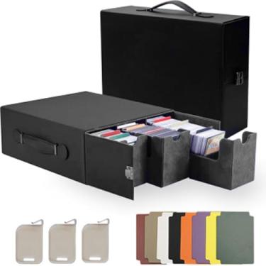 Imagem de CMFYlive Capa de baralho para cartas colecionáveis 1800+ MTG Deck Box com alça portátil Commander para fechar a caixa de baralho Commander caixa de armazenamento removível para cartões colecionáveis