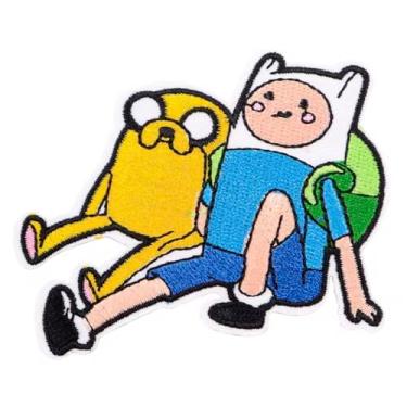 Imagem de Finn Jake The Dog Come Along with Me Hora de Aventura Desenho Animado Programa de TV de 7,9 cm Ferro em Patch Bordado para Roupas