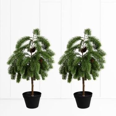 Imagem de Árvore de Natal artificial alpina com aparência natural de 6 m, plantador de madeira com pinhas