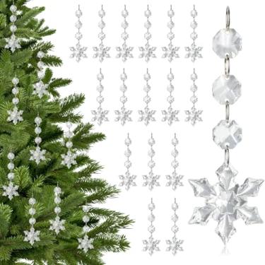 Imagem de 30 peças de enfeites de cristal de Natal para decoração de árvore de Natal, enfeites de Natal de acrílico transparente pendurados com pingente de bolas