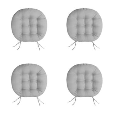 Imagem de 4 Futon Redonda 9 Furos Assento De Cadeira 40x40 cm(CINZA)