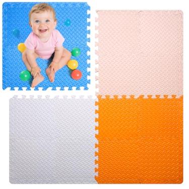 Imagem de Coolcandy Baby Foam Play Mat 16Pcs with Edge Strips, 4 Colors Interlocking Floor Tiles, 0.4″ Thickened Non-Slip Puzzle Floor Mat for Infants Toddlers Playroom & Daycare