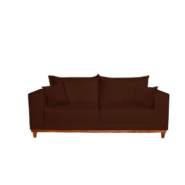 Imagem de Sofá Fixo Living 3 Lugares Pequim 2.00m Veludo Bege Marrom