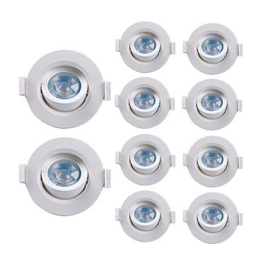 Imagem de 10 Spot De Led Embutir Alltop Mr11 Redondo 3w Bivolt Taschibra 6500k Luz Fria