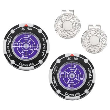 Imagem de YELARXI 2 peças de leitor verde golfe, marcador de bola de golfe com bolha de auxílio de leitura verde de alta precisão e clipe magnético para tampa - adequado para (treinamento/acessórios/presente