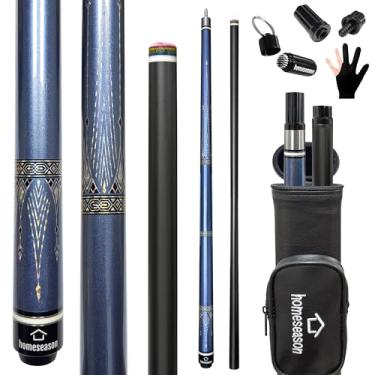 Imagem de HomeSeason Bastão de taco de bilhar de fibra de vidro 147.3 cm Bastões de taco de bilhar 538.6 g Professional Competition Bastões de piscina de baixa deflexão com estojo de taco de 3/8 x 8 pinos ponta