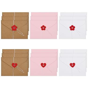 Imagem de BAYTORY Envelope de convite de 18 peças com fecho de botão de amarrar, envelopes de cartão de felicitações A6, 4 x 6 envelopes de convite estético para casamentos, aniversário, formatura, Natal