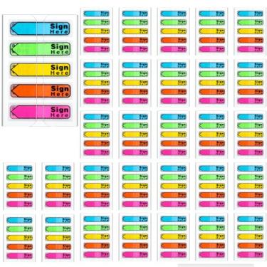 Imagem de 3000 peças de adesivos pastel para assinatura, abas adesivas, adesivos de seta, poste aqui, bandeiras para escritório, caderno, anotação, livros, papel, rosa, azul, verde, amarelo
