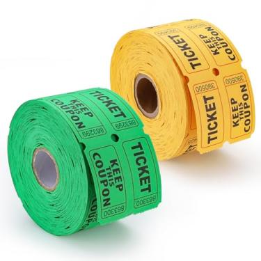 Imagem de Bagentry 500 pares de 2000 peças de sorteio de bilhetes rolo duplo, amarelo e verde 50/50 rolos de bilhetes, cartões de sorteio para eventos, arrecadação de fundos, sala de aula, prêmios de porta de