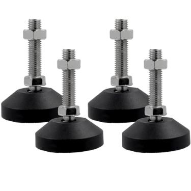 Imagem de LC LICTOP Pés niveladores M12 x 50 mm, altura de 8 cm e capacidade de 399 kg, deslizadores de móveis giratórios ajustáveis resistentes, niveladores de pés de borracha rosqueada para mesa, prateleiras