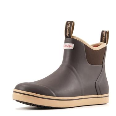 Imagem de SUREWAY Botas femininas de pesca, botas de chuva curtas à prova d'água, de neoprene, de borracha, leves, para trabalho de jardim, para mulheres,, Bege, 41