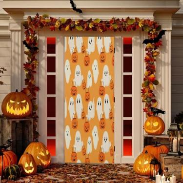 Imagem de Wassud Boo-boos Decoração de capa de porta de Halloween banner interno externo decoração de casa de varanda grande decoração de porta da frente 81 x 189 cm