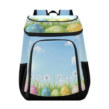 Imagem de Wassud Easte Mochila térmica com ovos coloridos para mulheres e homens, 36 latas à prova de vazamento, lancheira para piquenique, praia, acampamento, 33 x 20 x 43 cm