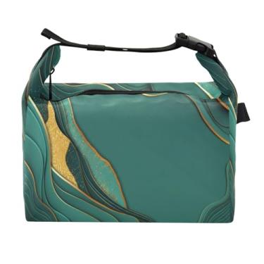 Imagem de STAYTOP Lancheira de mármore verde dourado com fivela de alça, lancheira isolada para meninos e meninas, lancheira térmica para trabalho escolar