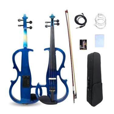 Imagem de Vetimobato Conjunto de viola elétrica silenciosa de 40 cm - corpo de madeira maciça com revestimento metálico de ébano, conjunto completo de 4 cordas para prática iniciante, desempenho profissional e