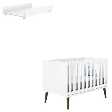 Imagem de Berço Americano Theo Amadeirado com Trocador Juju Branco - Reller