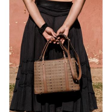 Imagem de Bolsa Feminina Chenson Cristal Monograma Coração - Alça de Mão - Café 3485397