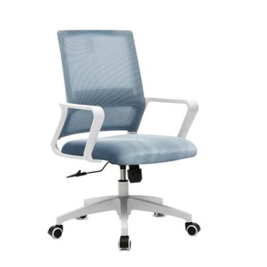 Imagem de Cadeiras giratórias giratórias de malha ergonômica ajustável, suporte lombar confortável para casa, quarto, estudo, dormitório, estudantes, adultos (azul)