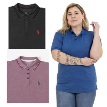 Imagem de Kit 3 Camisa Polo Feminina Plus Size Casual Dia a Dia-Feminino