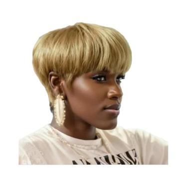 Imagem de Peruca Feminina Curta Pixie Lisa De Cabelo Humano, Totalmente Feita À 