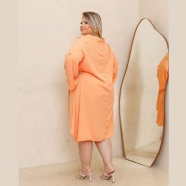 Imagem de Vestido Chamise Manga 3.4 Gola Polo Plus Size - Rosana Farcait, Coral,