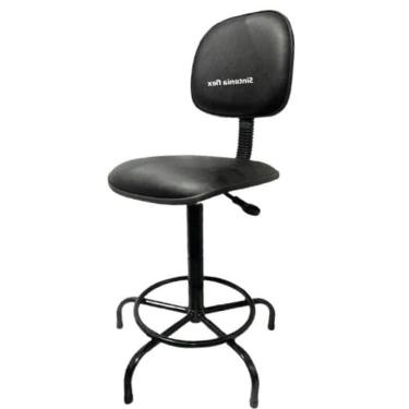 Imagem de Cadeira caixa alta apoio de pé base fixa corano preta