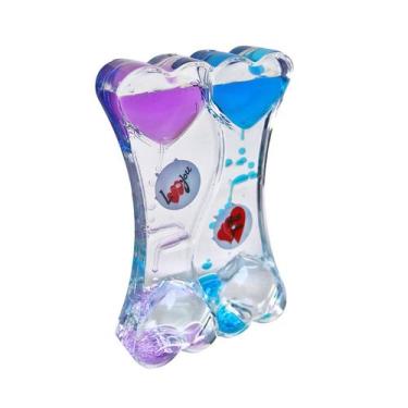 Imagem de Ampulheta de óleo liquido com temporizador coração duplo 14cm - Amigol