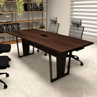 Imagem de Mesa de Reunião Escritório 2,00m X 0,90m com 1 Caixa de Tomadas Pés Me