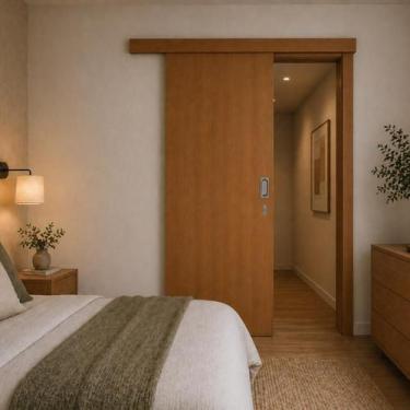 Imagem de Porta De Correr Madeira 70x210 Cm Com Fechadura E Puxador - SAL SHOP