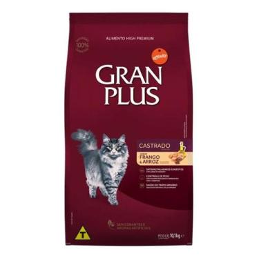 Imagem de Ração Gran Plus Menu Seco Gato Adulto Castrado Frango Arroz - Congratu