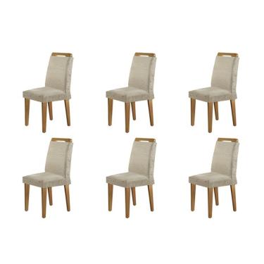 Imagem de Conjunto com 6 Cadeiras Athenas Suede Amassado Marrom e Imbuia