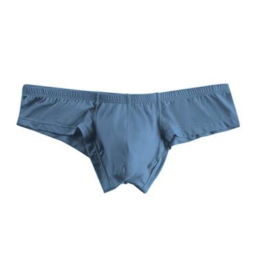 Imagem de Faringoto Cueca masculina U convexa meio quadril calcinha cintura baixa modal shorts azul claro, Azul-claro, G