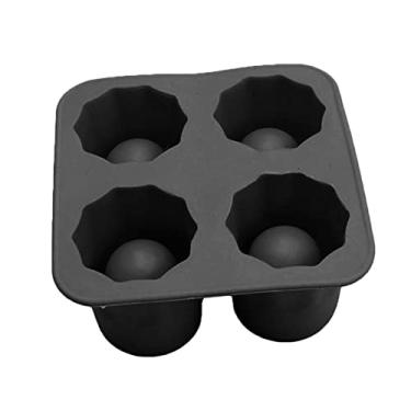 Imagem de Bandeja de cubo de gelo 4 xícaras barra de cubo de gelo festa bebida bandeja de gelo diy ferramenta de fazer gelo molde de congelamento molde em forma de copo molde de resfriamento fazendo gelo portátil molde de cubo de gelo (cor: preto)