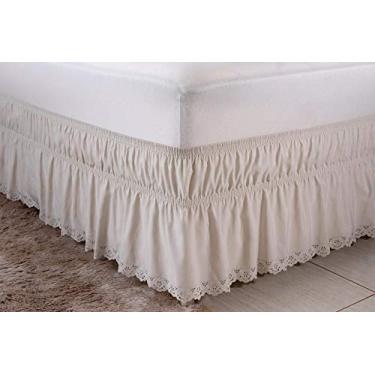Imagem de Saia Para Cama Colchão Box Casal Padrão Microfibra Com Elástico Palha